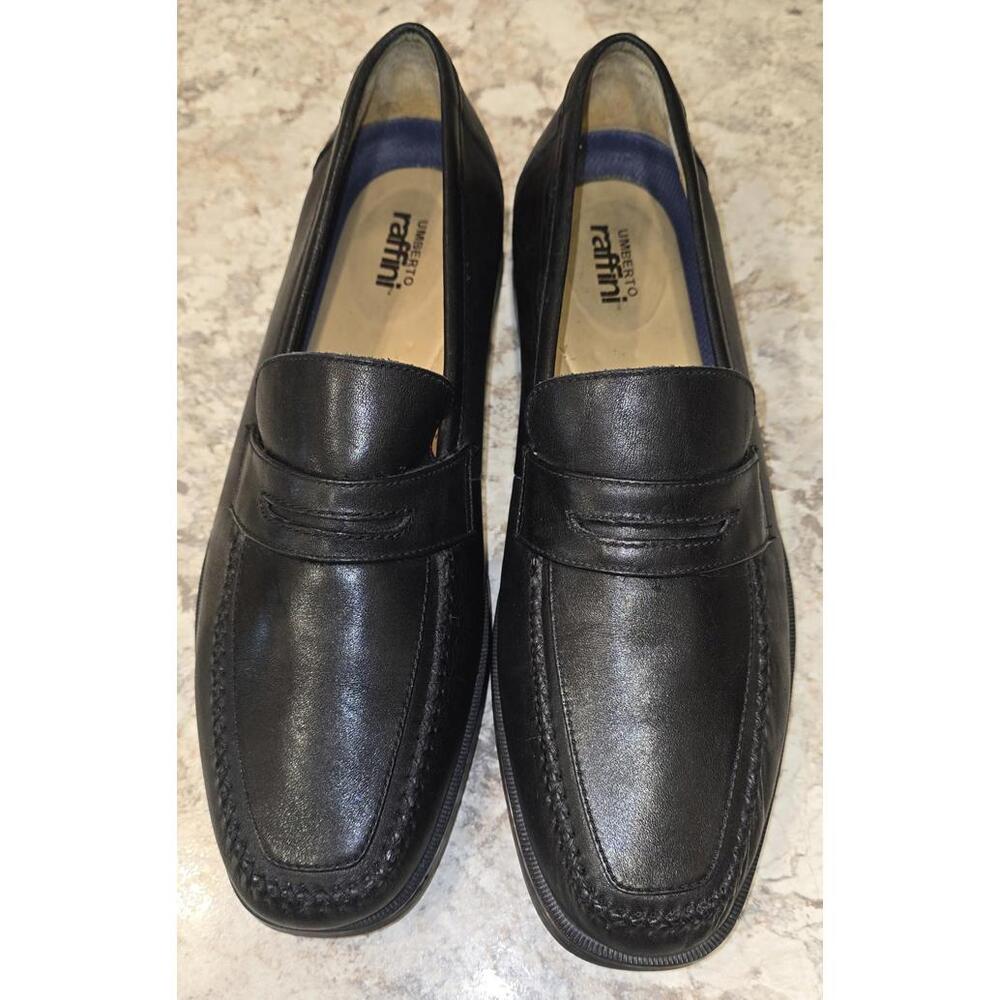Umberto Raffini Black Leather Men's Penny Loafer